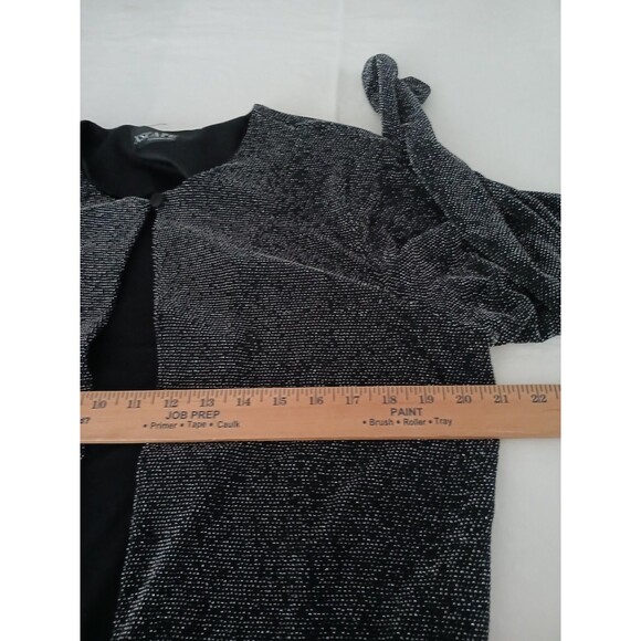 Xscape Women's XL 2 Piece Shimmering Black Jacket & Top Beaded Fringe Office - Picture 15 of 16